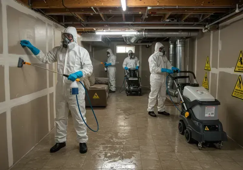 Basement Moisture Removal and Structural Drying process in Hallowell, ME